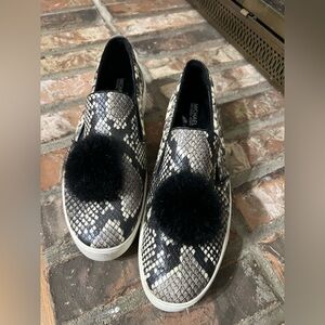Michael Kors Trent Sneaker Snake Print Embossed Leather With Pom Pom 8